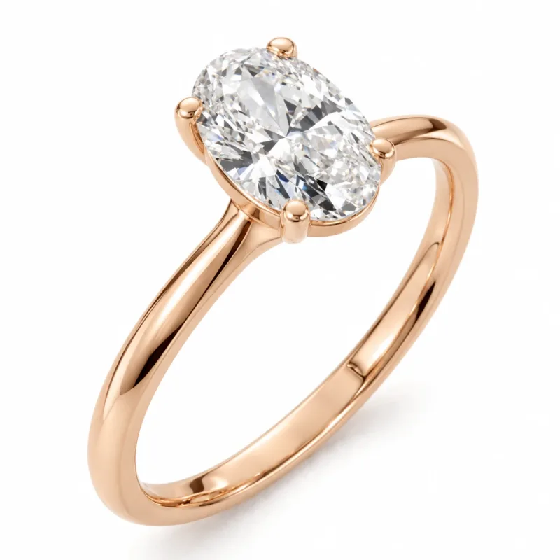 Bague solitaire Épure ovale en or rose 18 carats, vue du bijou