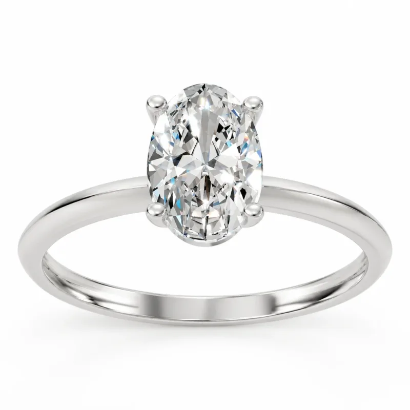 Bague solitaire Ovale en or 18 carats