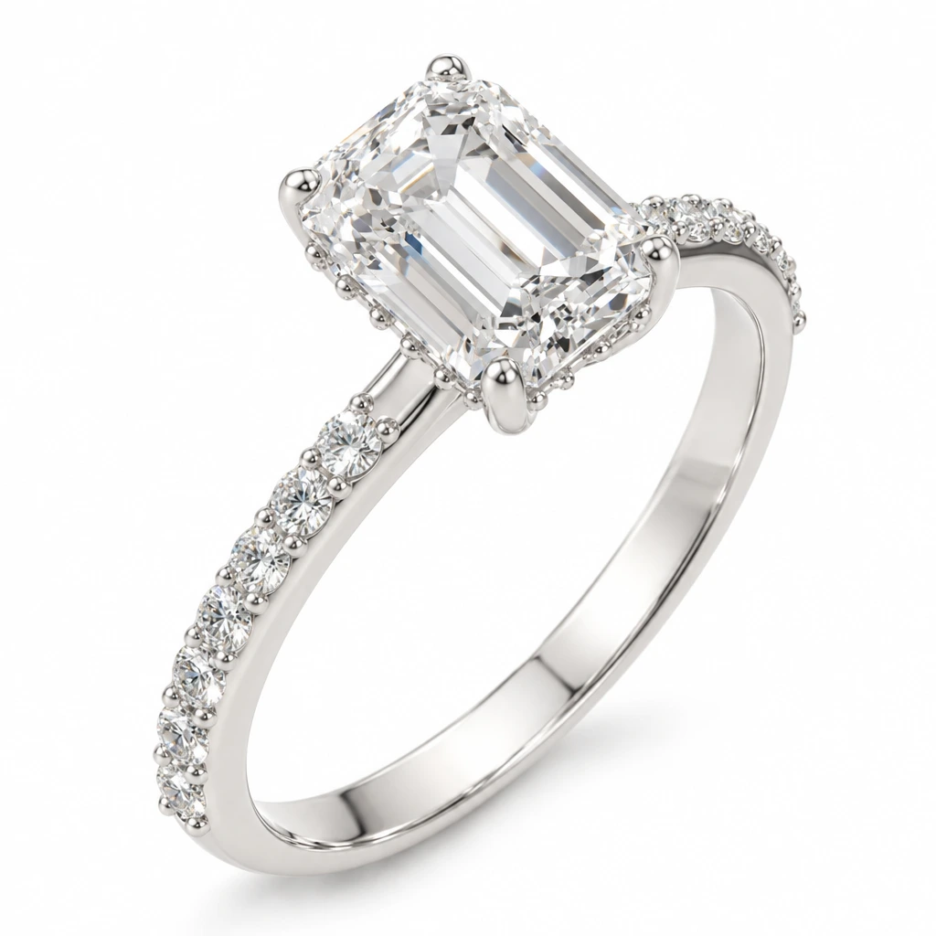 Lisière émeraude en or blanc 18 carats