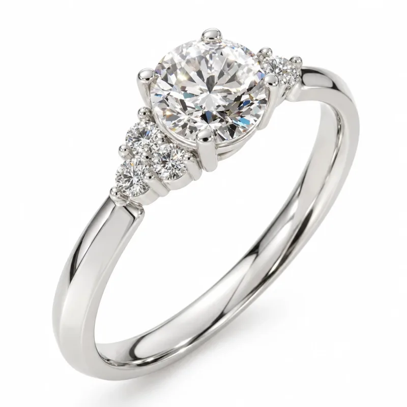 Bague sept pierres Lison rond en or 18 carats