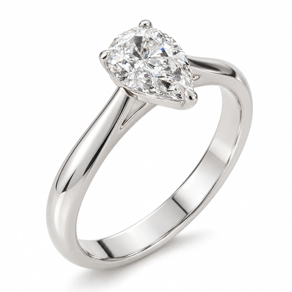 Mireille poire en or blanc 18 carats