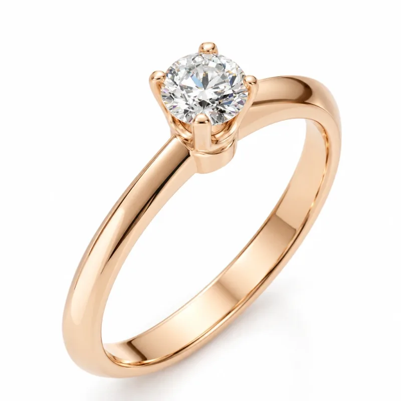 Bague solitaire Floriane rond en or rose 18 carats, vue du bijou