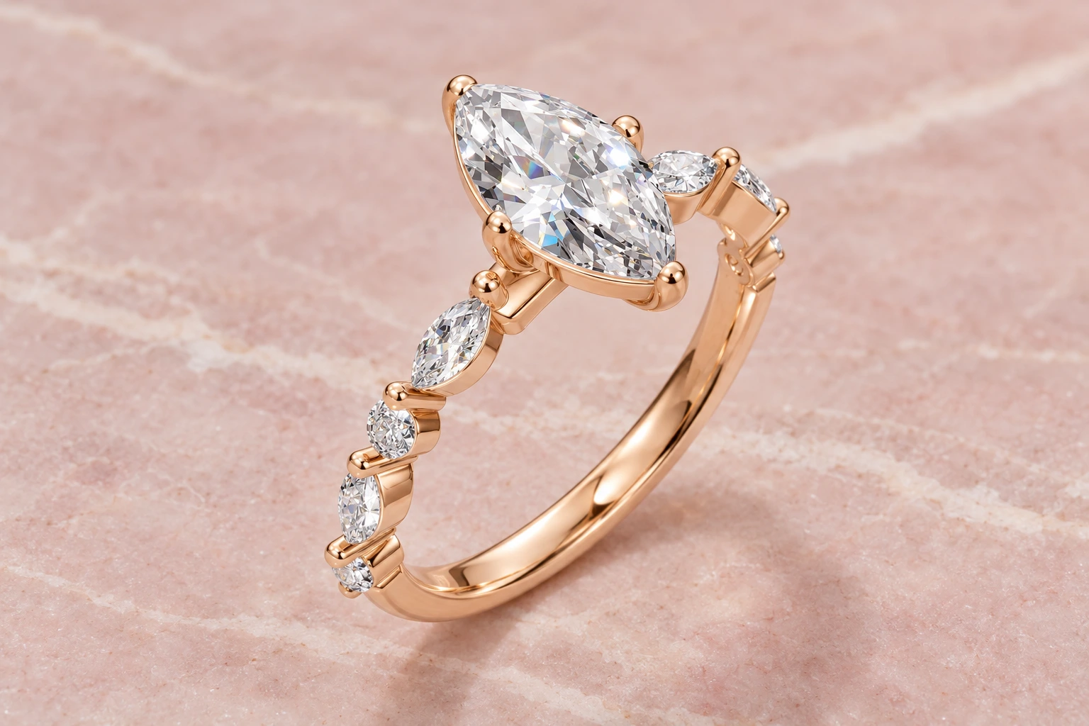 Perspective marquise en or 18 carats, modèle LD-00105